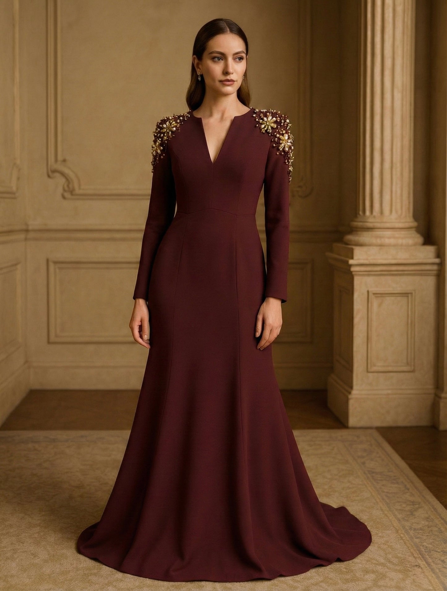 UV Atelier – Diamond Pearl Split Evening Gown