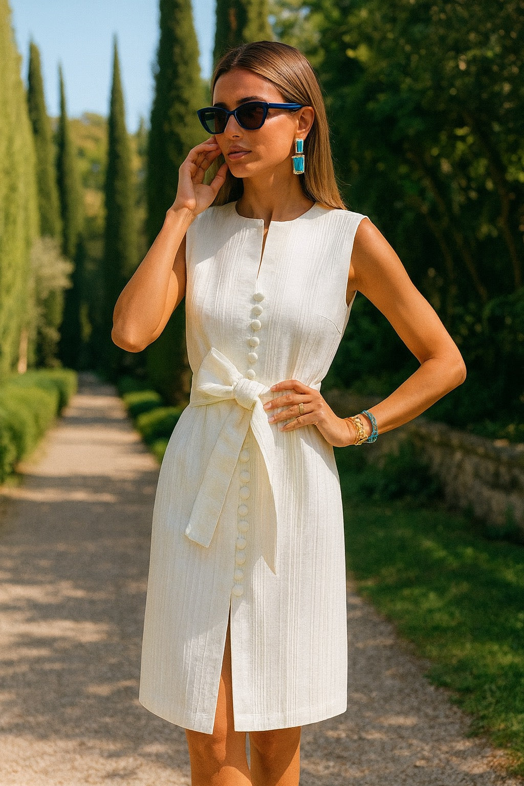 UV Atelier – Monochrome A-Line Lace-Up Mini Dress