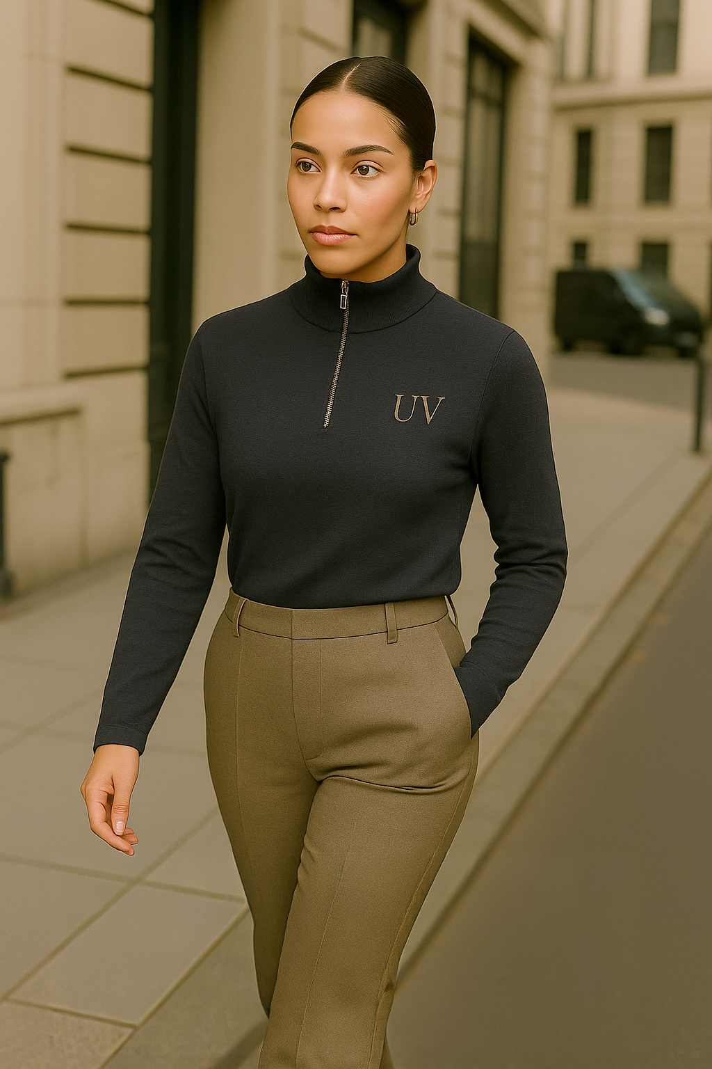 UV ATELIER Slim Wool-Cashmere Mock Neck Sweater