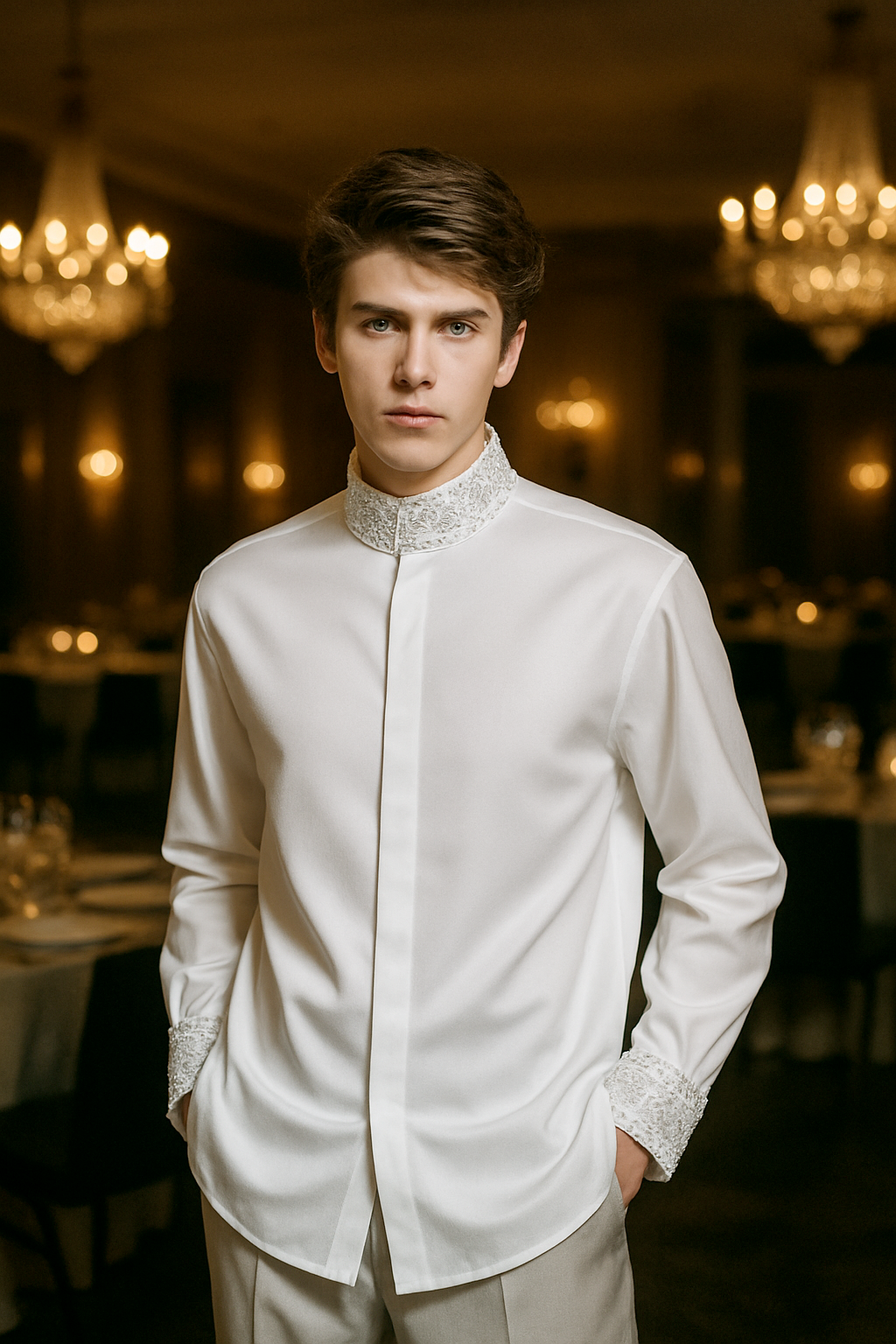 UV ATELIER Autumn 2025 Sequin Stand-Neck Shirt