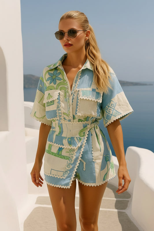 UV Atelier – Patchwork Ruffle Two-Piece Set