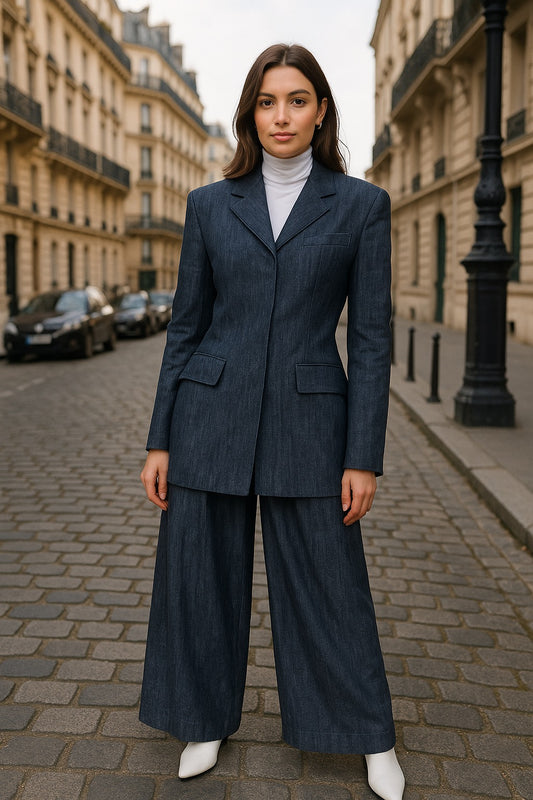 UV Atelier – Denim-Linen Two-Piece Set