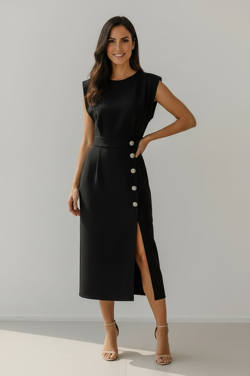 UV Atelier – Elegant Sleeveless Midi Dress