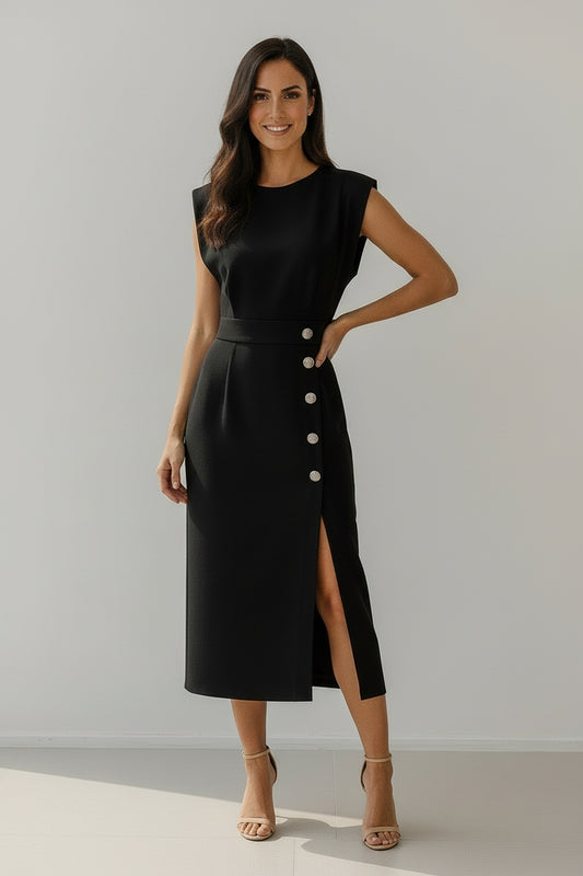 UV Atelier – Elegant Sleeveless Midi Dress