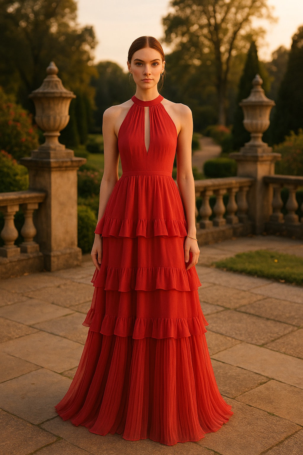 UV Atelier – Modern A-Line Halter Evening Dress with Open Back