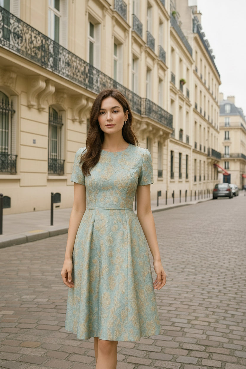 UV Atelier – Floral Jacquard Summer Dress