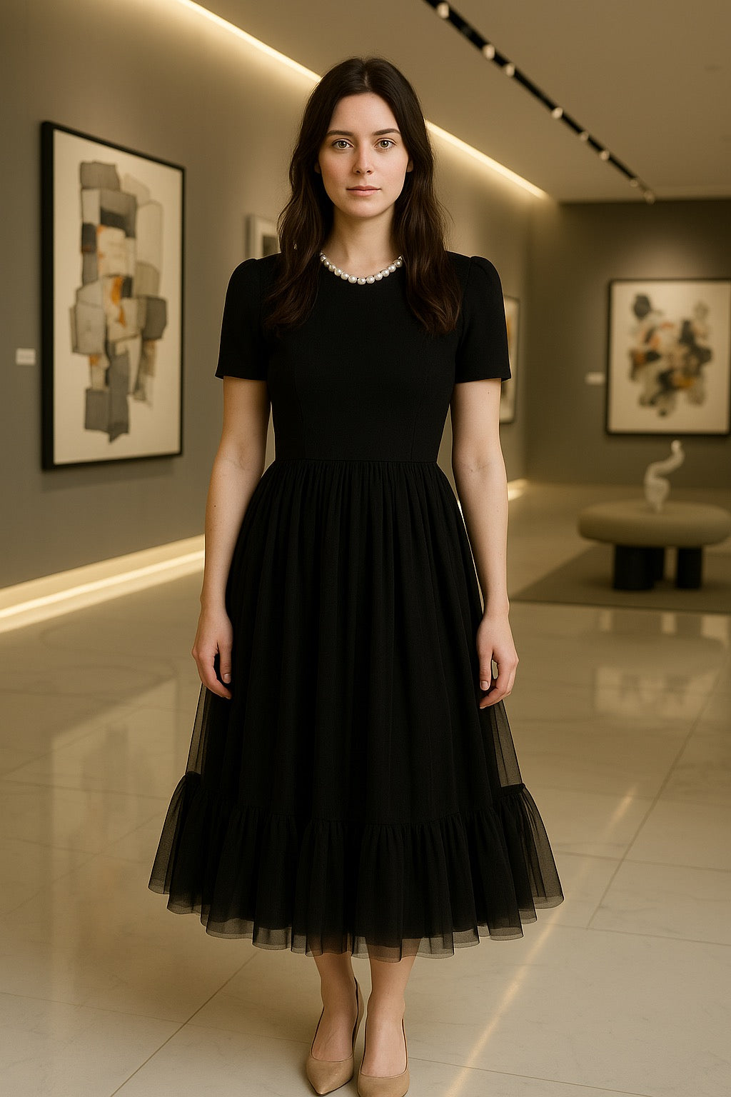 UV Atelier – Elegant Black Hepburn-Style Evening Gown