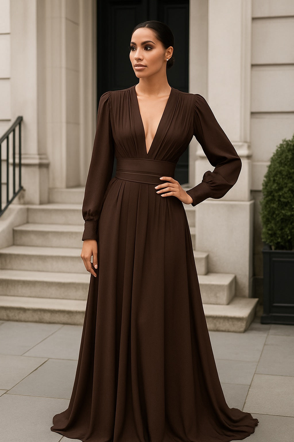 UV Atelier – V-Neck High-Waist Dress