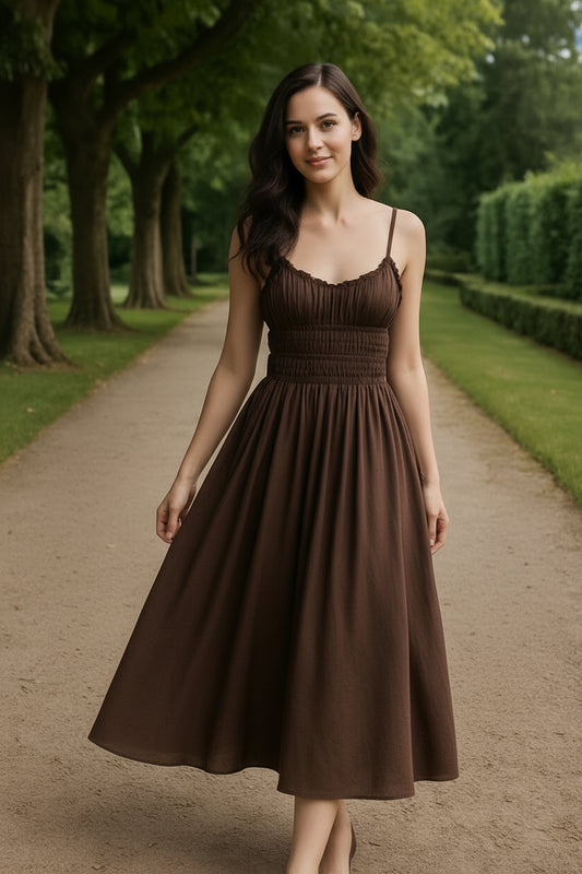 UV Atelier – Pleated Cotton Maxi Dress