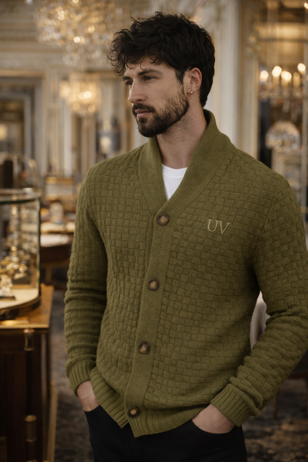 UV ATELIER Textured Knit Cardigan