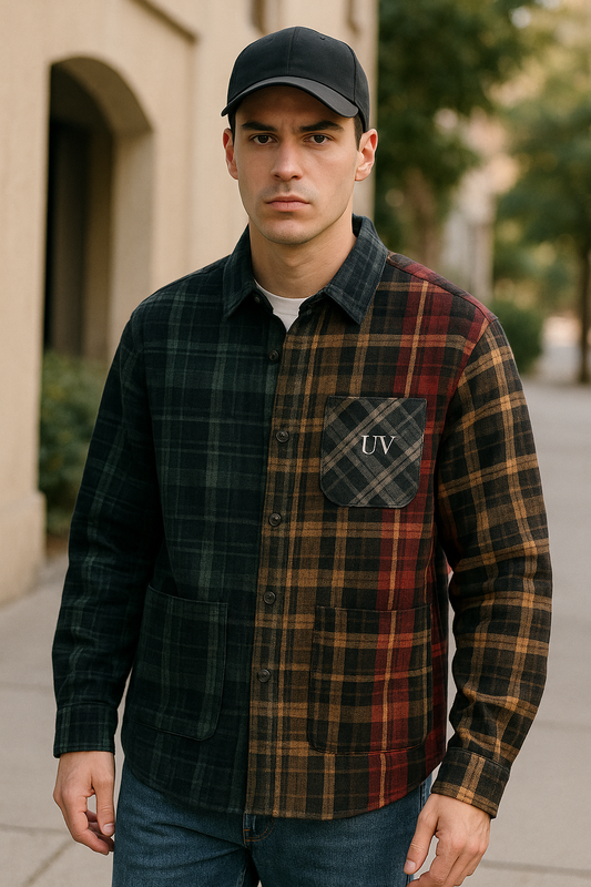 UV ATELIER Retro Patchwork Plaid Shirt