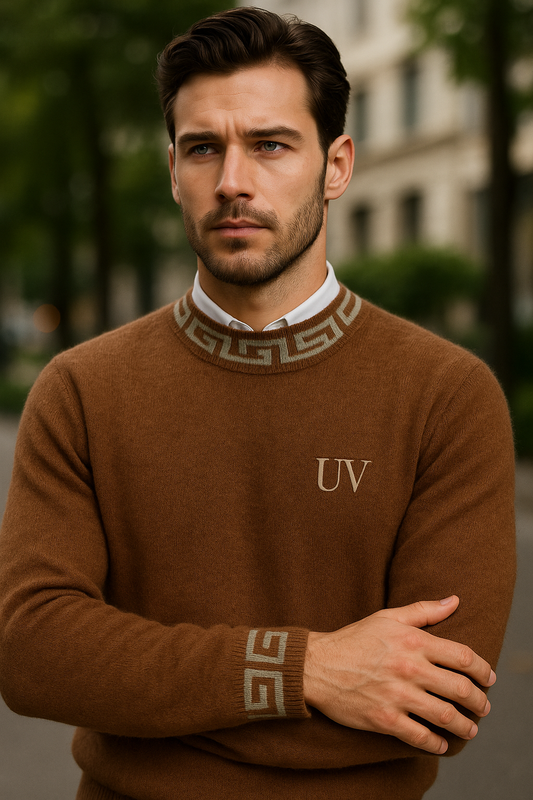 UV ATELIER Modern Motif Wool Pullover