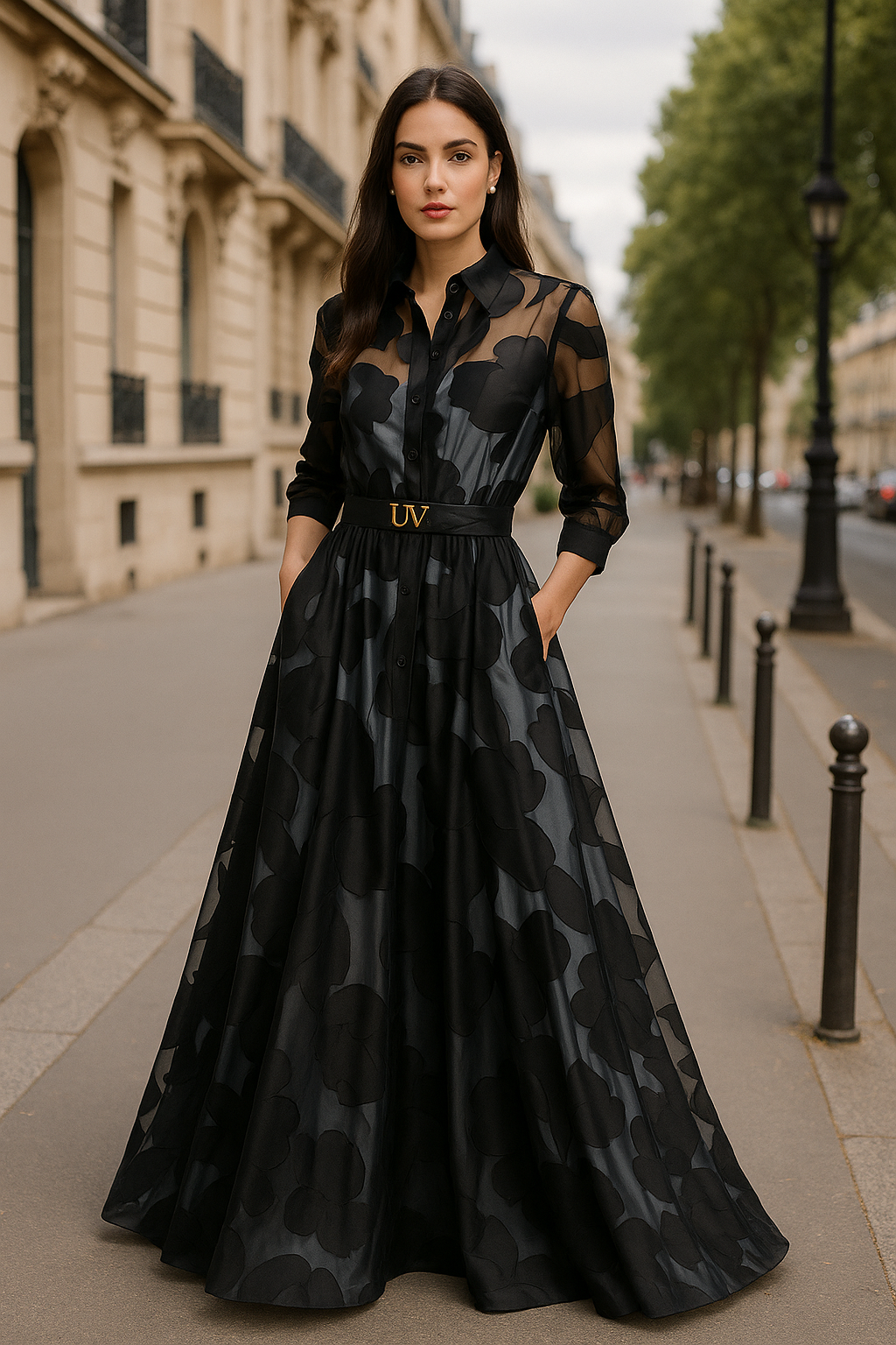 UV ATELIER Timeless Vintage-Chich Dotted Collar Dress