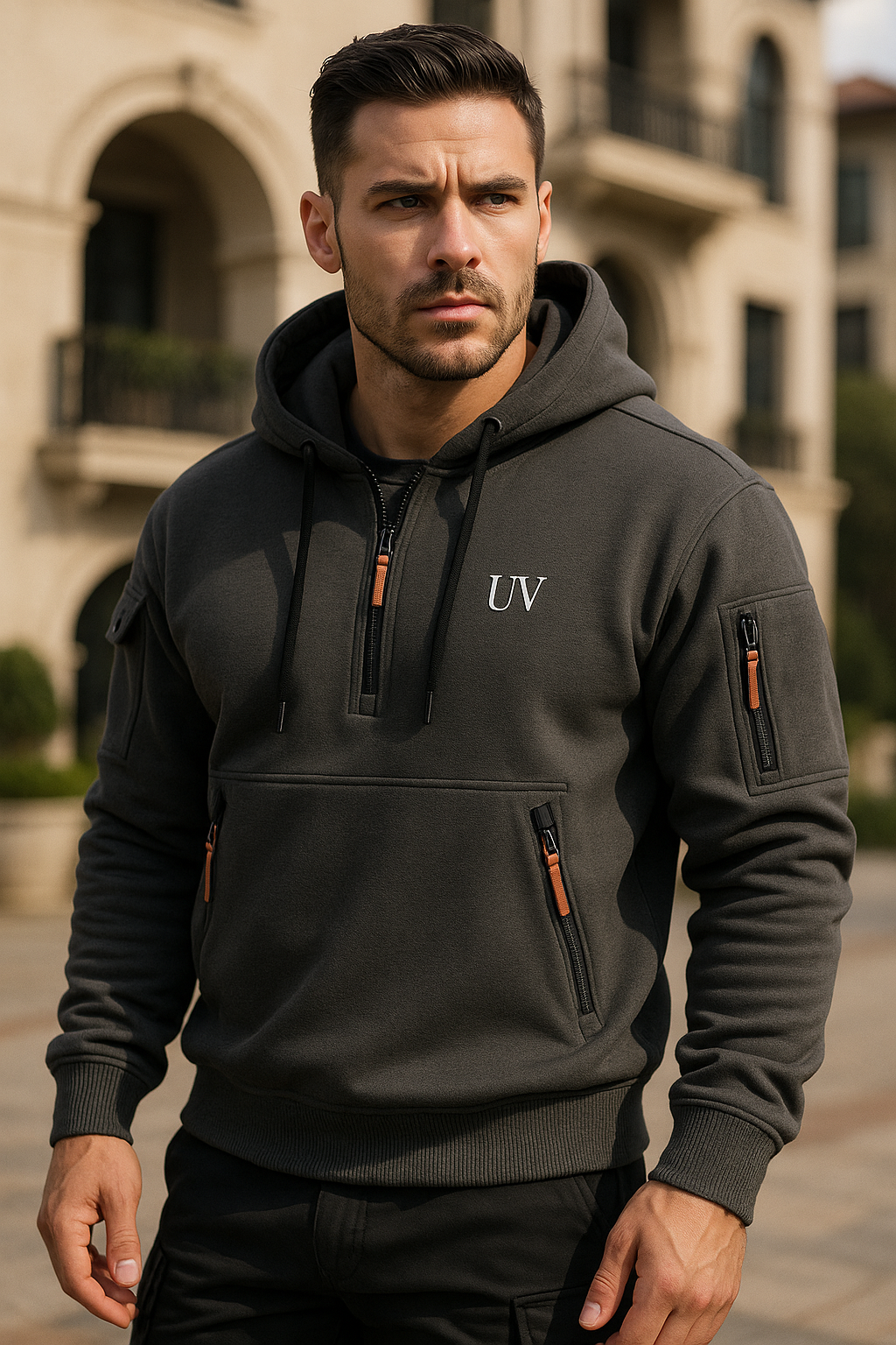 UV ATELIER Multi-Pocket Fleece Hoodie