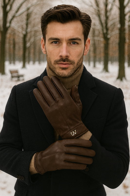 UV ATELIER Heritage Leather Wool-Lined Touchscreen Gloves