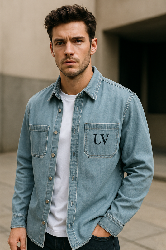 UV ATELIER Classic Loose Denim Shirt. short detailed description