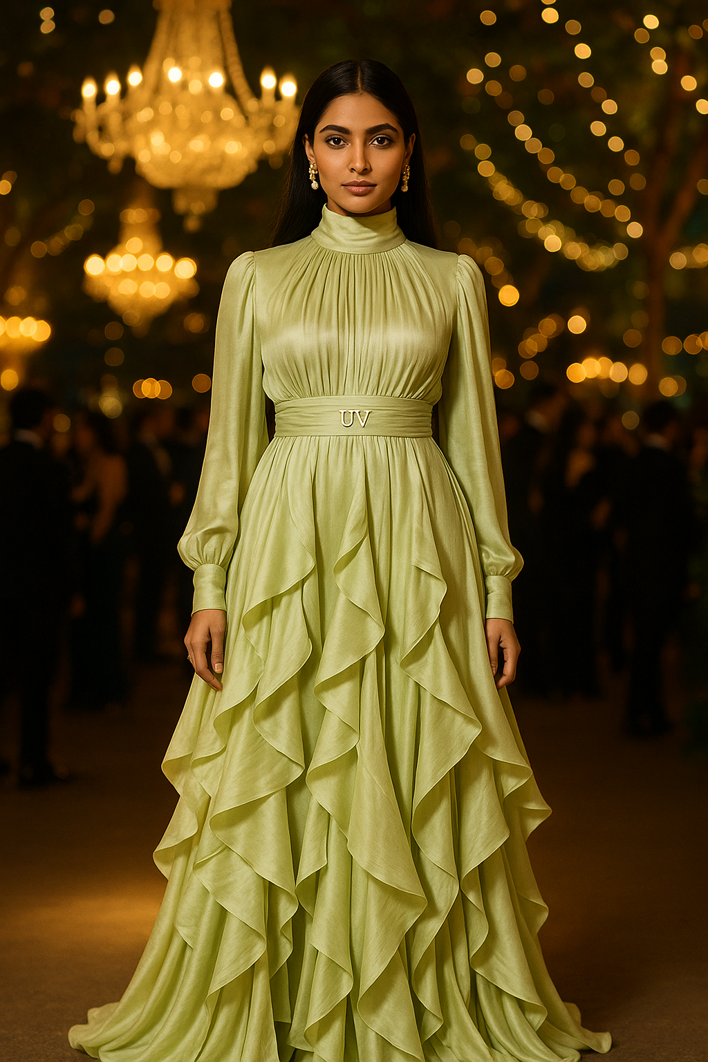 UV ATELIER Luxe Autumn Ruffle Maxi Dress