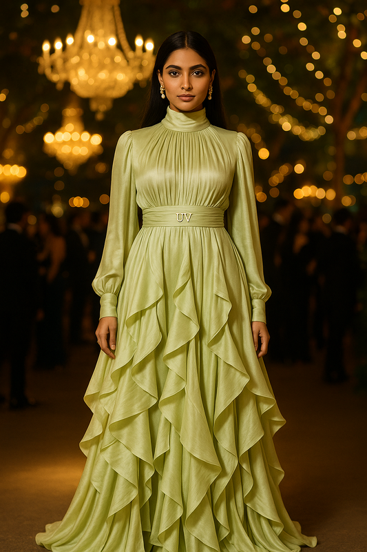 UV ATELIER Luxe Autumn Ruffle Maxi Dress