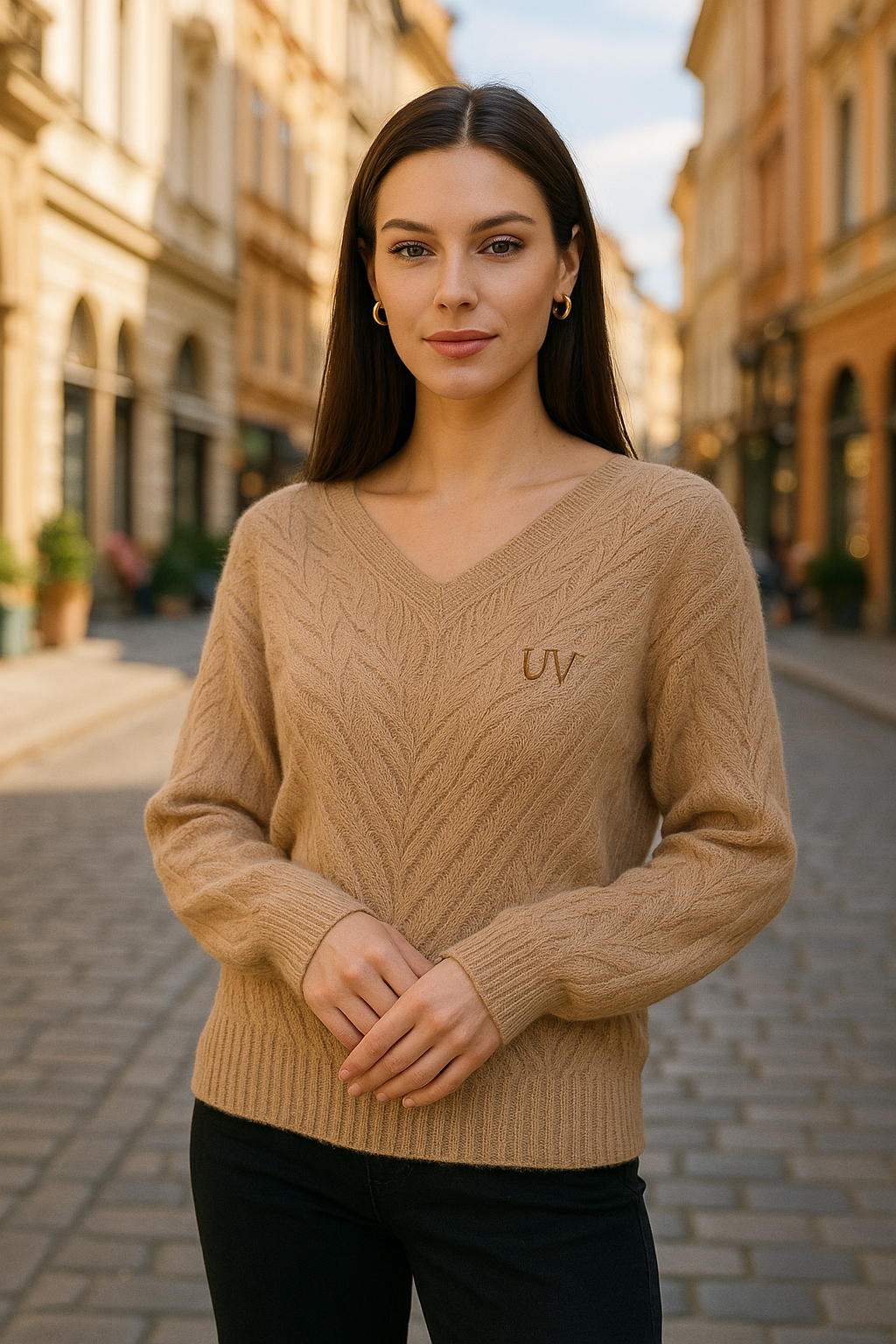 UV ATELIER Leafline Hollow Breeze Knit Pullover