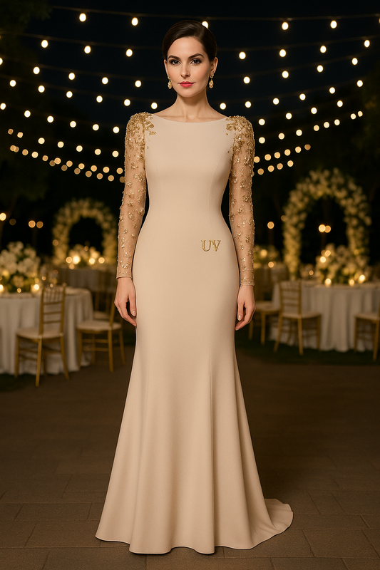 UV ATELIER Sparkle Mesh Long-Sleeve Dress