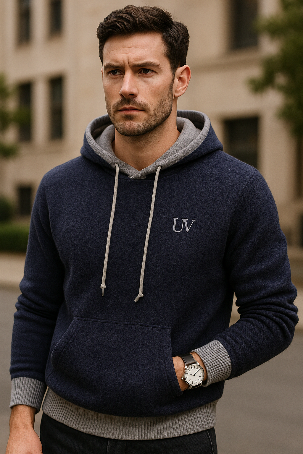 UV ATELIER Luxe Cashmere Contrast Hoodie