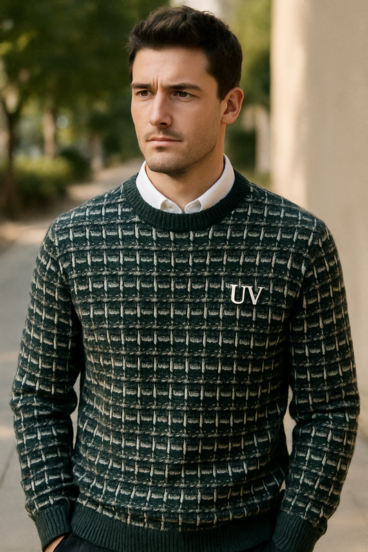 UV ATELIER Merino Grid Knit Sweater