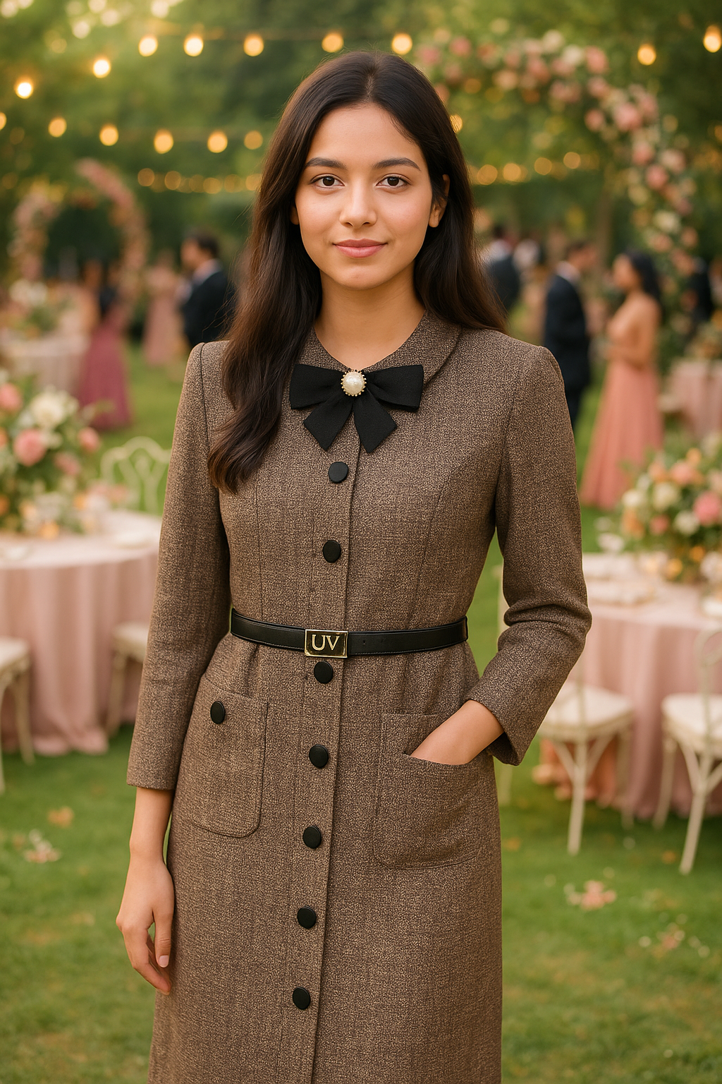 UV ATELIER Vintage-Inspired Tweed Wool Dress