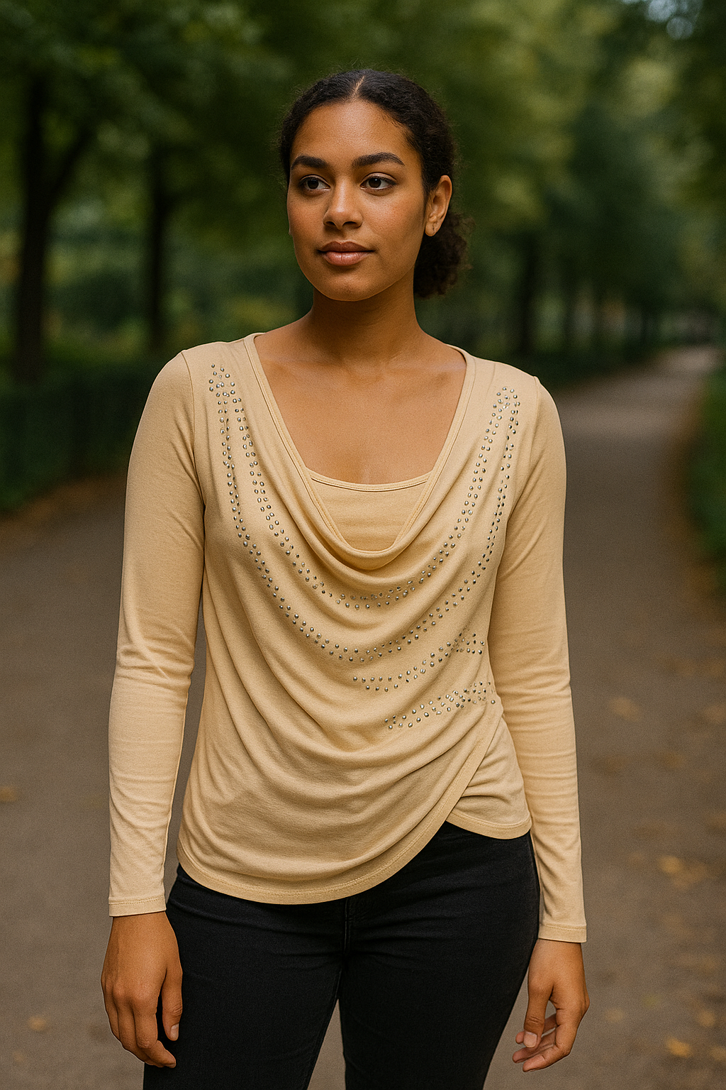 UV ATELIER Luxe Diamond-Detail Longsleeve Tee