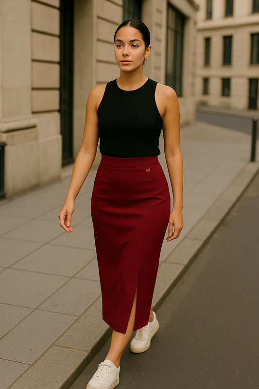 UV ATELIER High-Waisted Split Pencil Skirt – Fall 2025