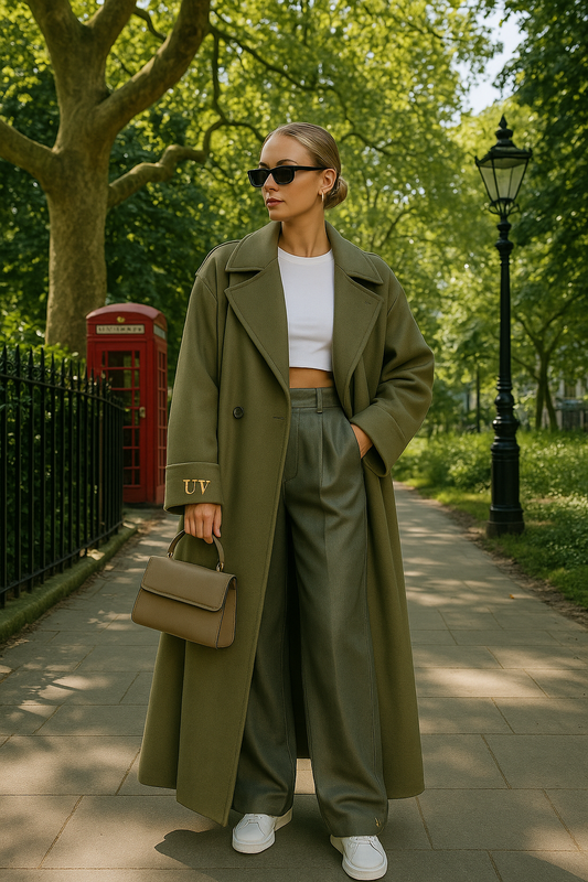UV ATELIER Elegant Double-Breasted Long Coat