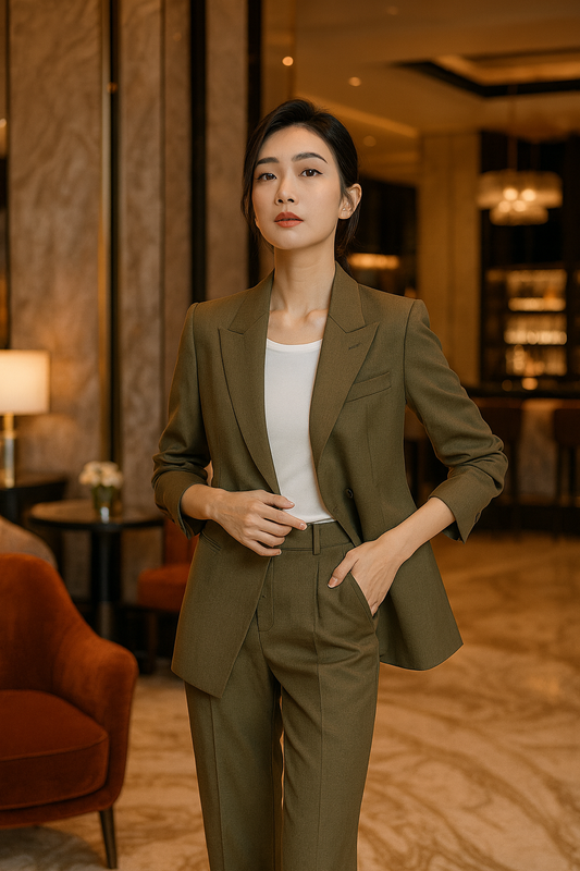 UV ATELIER – Elegant Two-Piece Blazer & High-Waist Pants Set