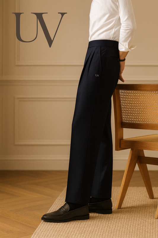 Retro High-Waist Straight-Leg Pants — Autumn Denim Suit Style | UV ATELIER