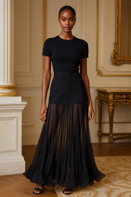 UV ATELIER Pure Silk Pleated High-Waist Cascading Skirt – 2026