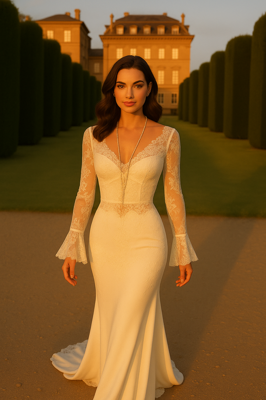 UV ATELIER –  White Lace Evening Dress