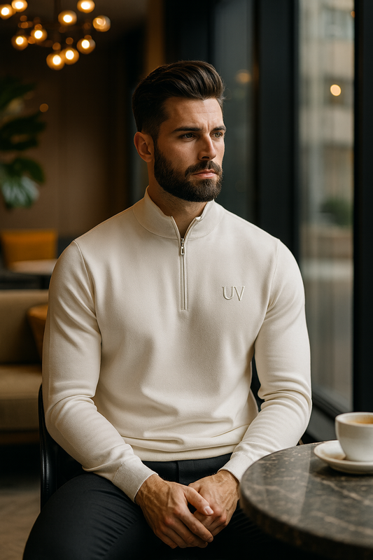 UV ATELIER Cashmere Half-Zip Knit Sweater