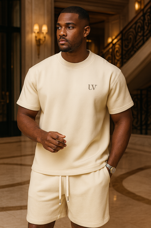 UV ATELIER 2-Piece Men’s Jacquard Short-Sleeve & Shorts Set