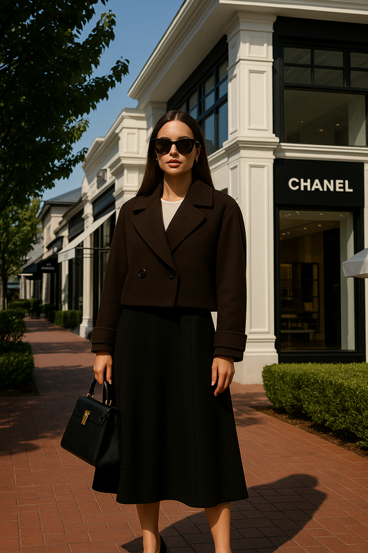 UV ATELIER Brown Cropped Trench Coat for Women