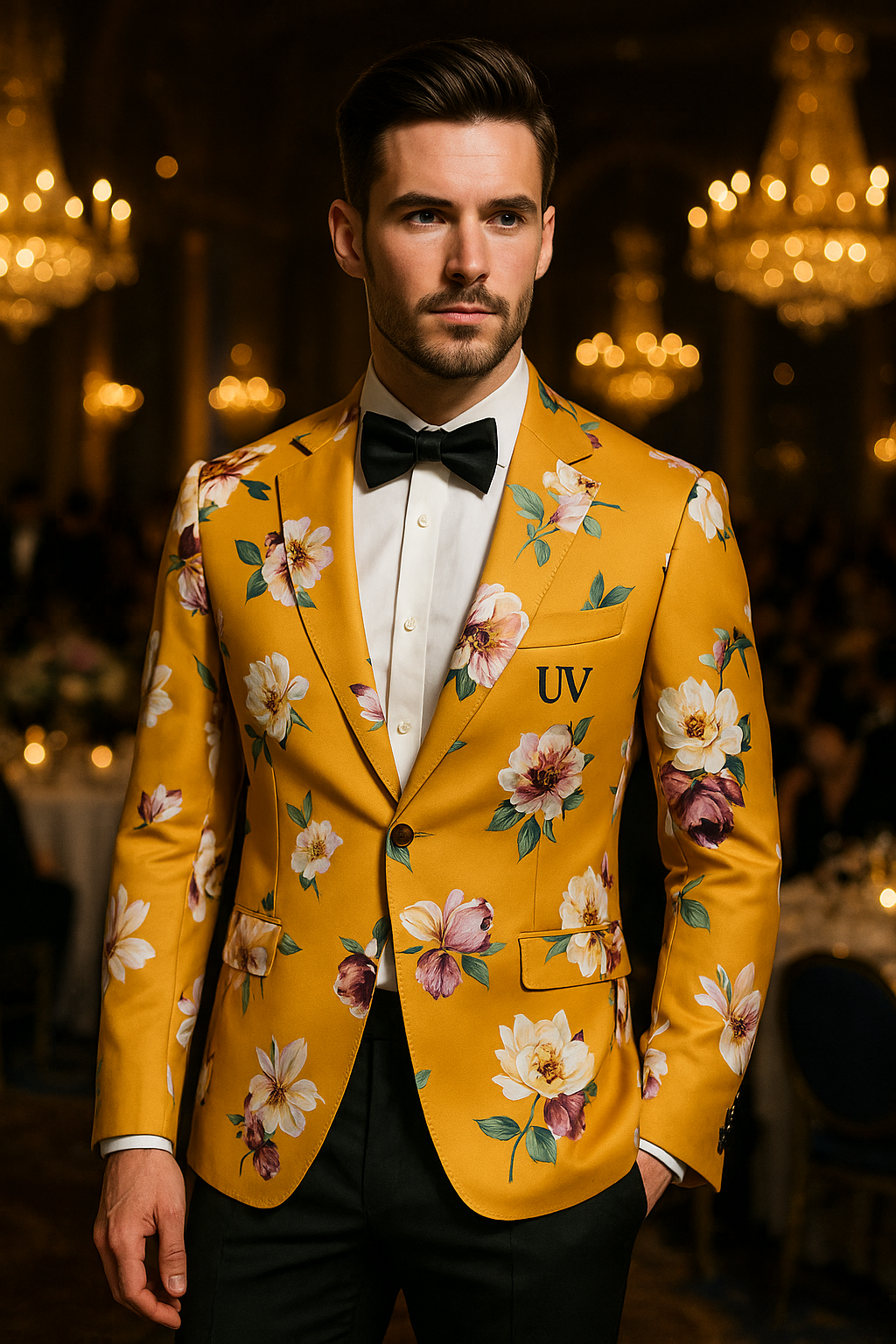 UV ATELIER Luxury Jacquard Slim Fit Men Wedding Tuxedo Blazer