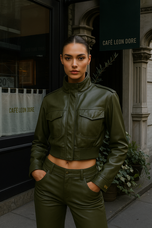 UV ATELIER Casual Short Leather-Style Outerwear