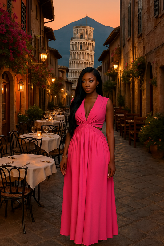 UV ATELIER – Tie-Up Open Waist Maxi Dress