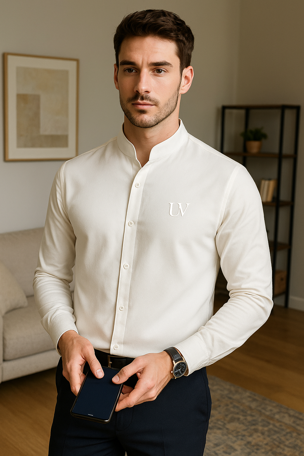 UV ATELIER Men’s V-Neck Shirt 2025 Autumn – British Style