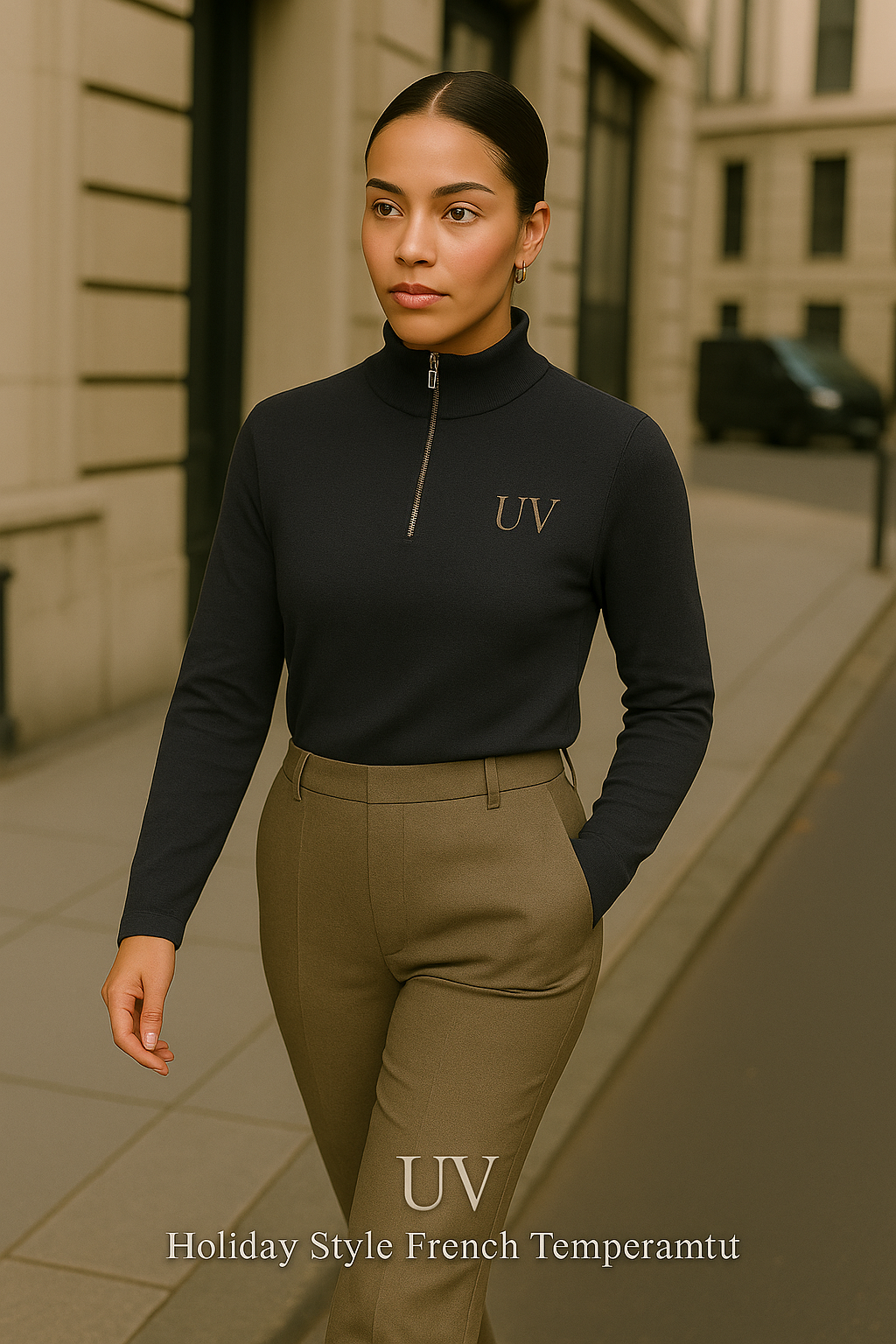 UV ATELIER Slim Wool-Cashmere Mock Neck Sweater