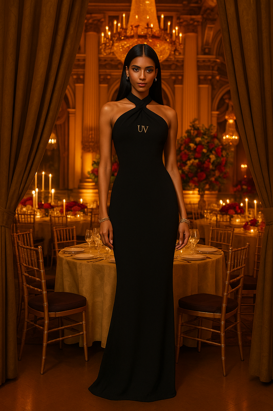 UV ATELIER – Sleeveless High-Neck Back Split Maxi Dress