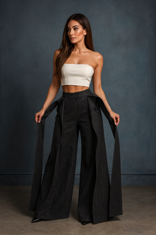UV Atelier – Solid Color Elastic Waist Wide-Leg Jogger Pants