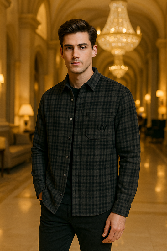 UV ATELIER Wool Plaid Casual Lapel Jacket