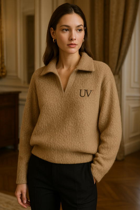 UV ATELIER – Women’s Loose-Fit Polo Neck Knit Sweater