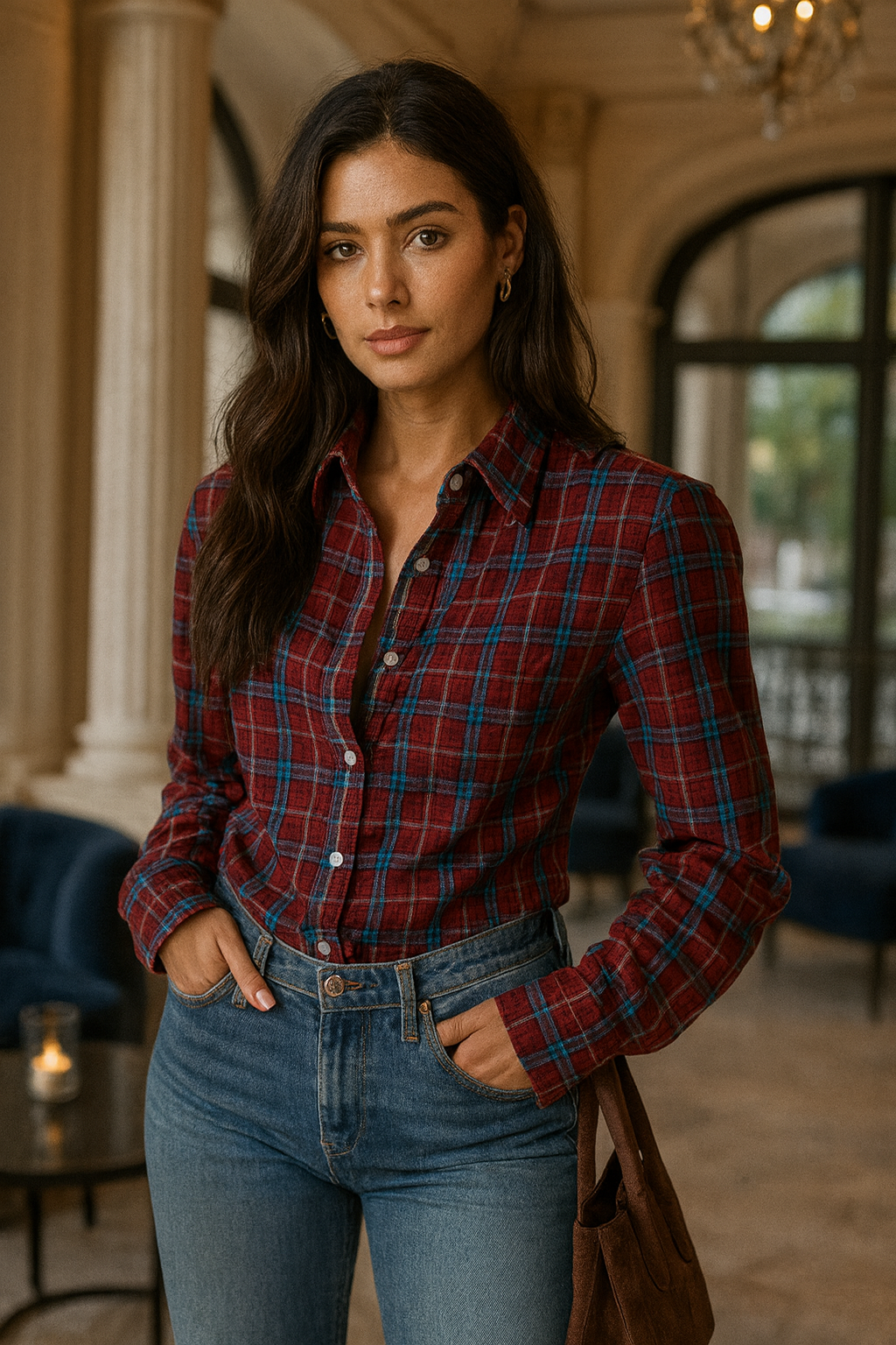 UV ATELIER – Plaid Loose-Fit Shirt for Women