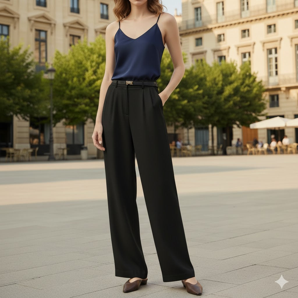 UV ATELIER – 100% Silk Wide-Leg Women’s Pants