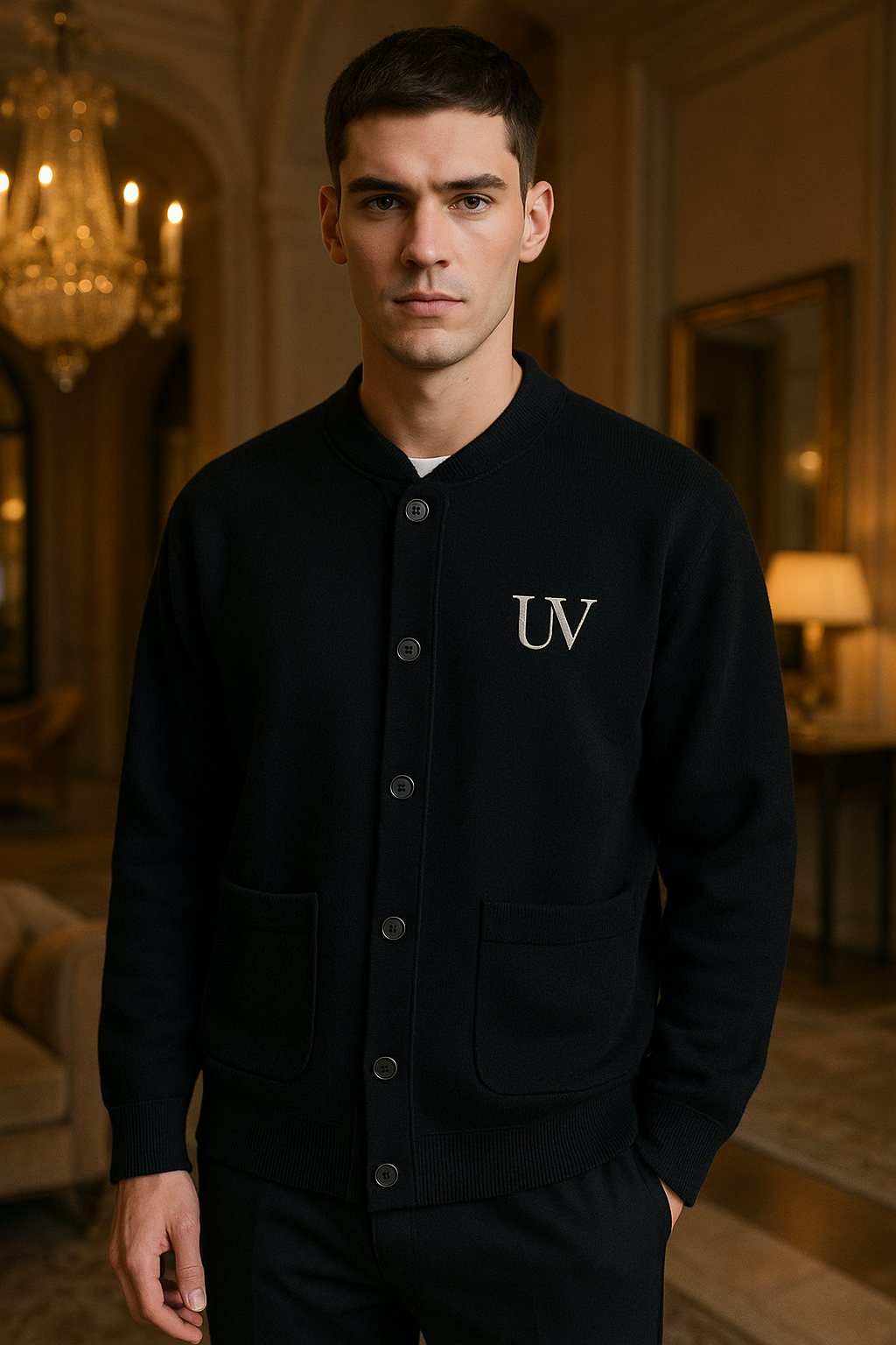 UV ATELIER – Men’s Thick Knit Single-Breasted Winter Cardigan