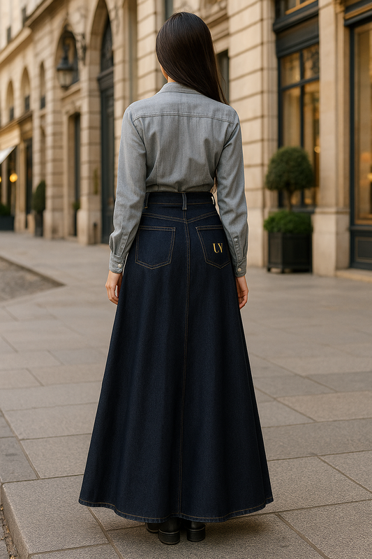 UV ATELIER Vintage A-line Denim Long Skirt